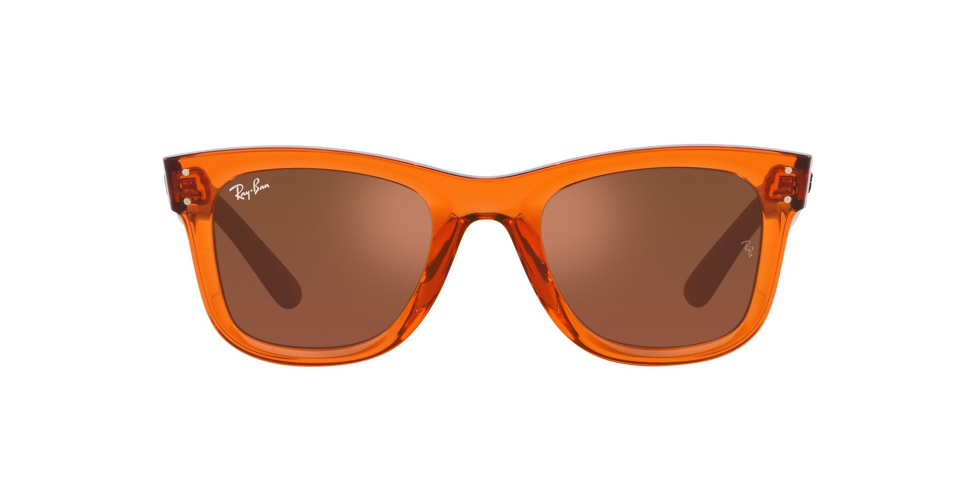 Ray-Ban RB2132 New Wayfarer Colour Mix Sunglasses, Navy/Orange
