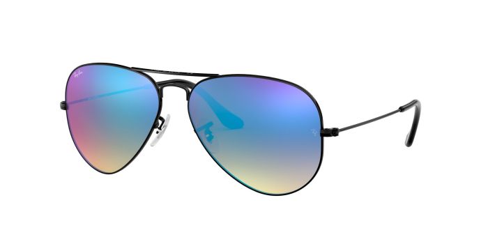 Buy Aviator Mirror Sunglasses in Black Frame Blue Lenses