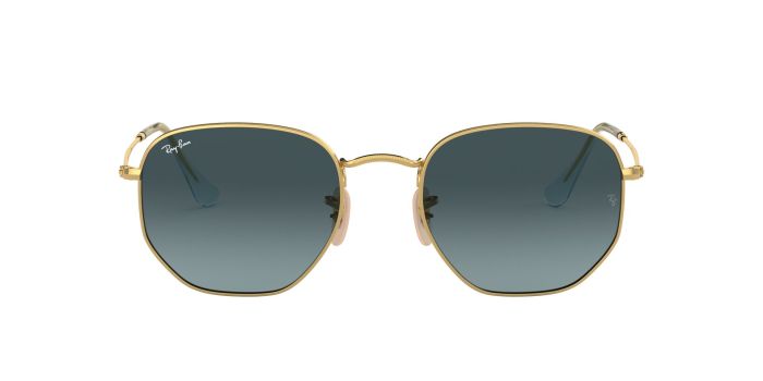 Buy HEXAGONAL FLAT LENSES Gold Sunglasses – Blue Lens