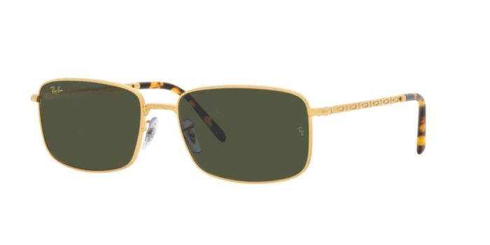 Ray-Ban Sunglasses Legend Gold Sunglasses 0RB3717 Rectangle Gold  Frame Green Lens