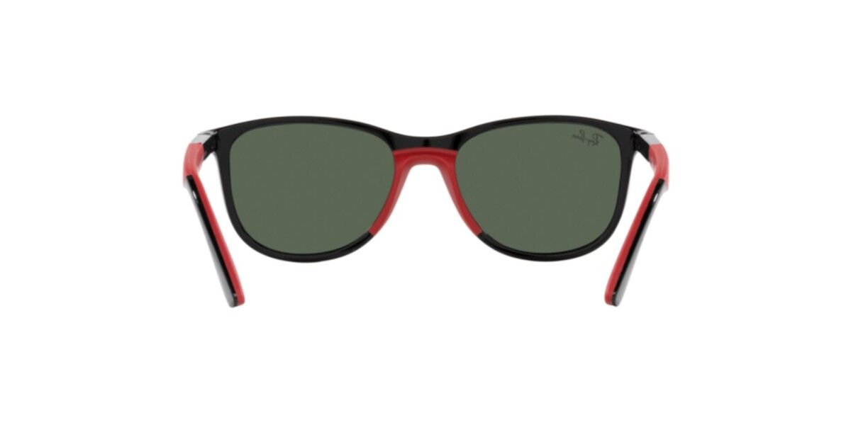 Ray-Ban Junior Sunglasses | Black On Rubber Red Sunglasses ( 0RJ9077S | Square | Black Frame  | Green Lens )