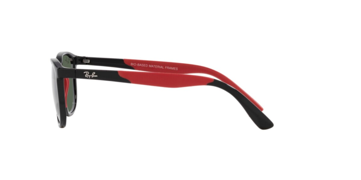 Ray-Ban Junior Sunglasses | Black On Rubber Red Sunglasses ( 0RJ9077S | Square | Black Frame  | Green Lens )